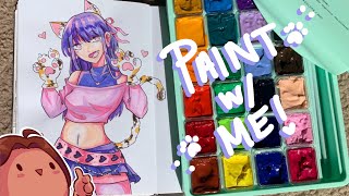 Trying Gouache JELLY Paints Draw With Me Painting My OC Emiko [upl. by Ailecara]