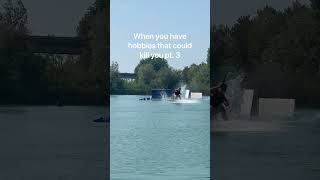 Wakeboard pt 3 Dangerous hobbies wakeboard lake wakeboarding dager fails jumpscare loveit [upl. by Enogitna]