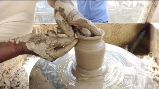 Terracotta pot making on manual pottery wheel [upl. by Stinky]