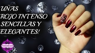 Uñas rojas sencillas y elegantes por Fantasticazul [upl. by Liahcim]