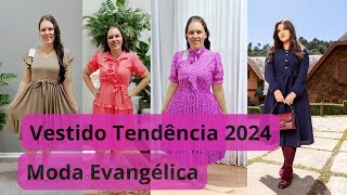 vestidos tendência 2024  Vestidos Sofisticados  moda evangélica tendência [upl. by Nilpik239]