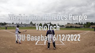 Washington Athletics Purple  Velotech 6122022 Baseball 13U [upl. by Drislane]