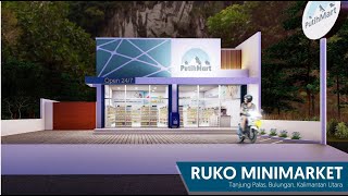 Desain Ruko Putih Mart di Tanjung Palas Kalimantan Utara  Mini Market Design  Lumion 9 Animation [upl. by Ally]