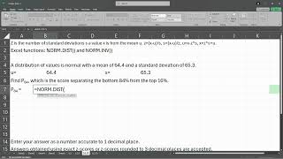 Stats 243  6213  Normal Distribution Given Probability Find Score In Excel [upl. by Azral]