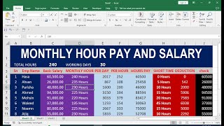 🔥how to make salary hourly pay sheet in excel  🔥🔥 MONTHLY HOUR PAY AND SALARY [upl. by Elwina744]