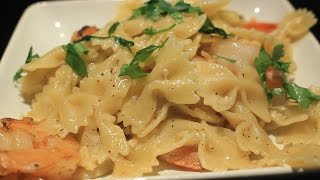 Easy  Garlic  Parmesan  Shrimp  Bowtie Pasta Recipe  Yummy [upl. by Aelrac]