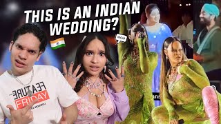 So Indian Weddings are nutsLatinos react to Arijit Singh Shreya Ghoshal amp Rihanna Ambani Wedding [upl. by Atiuqes]