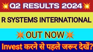 R System Q2 Results 🔴 R System International Results 🔴 R Systems International Ltd Share Latest News [upl. by Fernandes]