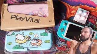 Case  Estojo  Grips Analogicos De Gatinho Playvital Para Nintendo Switch Lite [upl. by Amora]