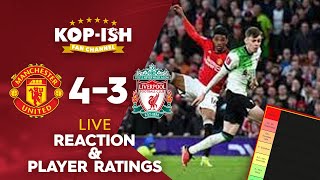 WASTEFUL REDS OUT OF FA CUP  MAN UTD 43 LIVERPOOL  LIVE MATCH REACTION amp PLAYER RATINGS [upl. by Verdie]