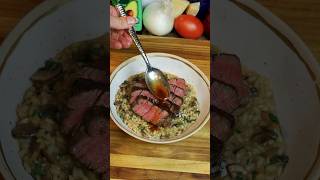 Sous vide filet mignon with mushroom risotto cooking [upl. by Rafaela]