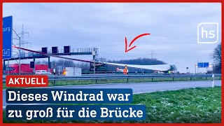 WindradTransporter fahren sich auf Autobahn fest trotz Genehmigung  hessenschau [upl. by Bigelow770]