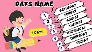 Learn Days Name Days in the Week  Name of Days  Basic English Learning [upl. by Noved]