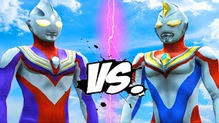 ULTRAMAN TIGA VS ULTRAMAN DYNA  EPIC BATTLE [upl. by Eelydnarb]