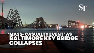 Baltimore bridge collapses after Singaporeflagged ship crash [upl. by Sonny]