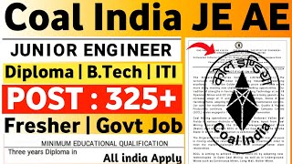 Coal india Recruitment 2024  Coal India Junior Engineer Vacancy 2024 SCCL 327 Post Recruitment 2024 [upl. by Oneladgam]