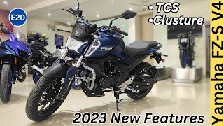 New Yamaha FZS V4 Matte Blue Colour 2023 Model Full Detailed Review ♥️ New Updates amp Features [upl. by Aihtenak360]