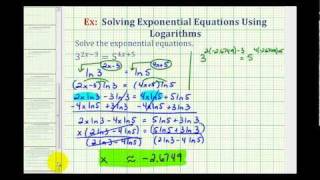 Ex 5 Solve Exponential Equations with Two Exponential Parts Using Logarithms [upl. by Navets]