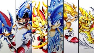 Drawing Sonic Super Forms And Transformations  Compilation 2 [upl. by Mariana]