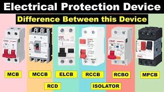 Difference between MCB MCCB ELCB RCCB RCBO RCD And MPCB  why we use this device [upl. by Hodgkinson838]