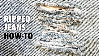 DIY Ripped Jeans  Distressed Denim  How To tutorial [upl. by Kamin859]