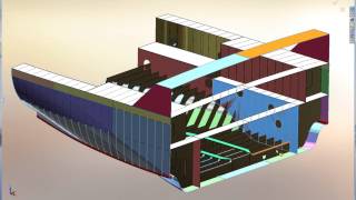 Ship Steel Structures Design in SolidWorks  marking and nesting output [upl. by Maxfield]