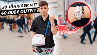 20 JÄHRIGES RICH KID mit 40000€ OUTFIT🔥💰 WIE VIEL IST DEIN OUTFIT WERT  MAHAN [upl. by Surtimed]