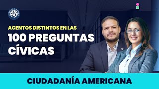 Estudia las 100 preguntas cívicas con acentos distintos  Ciudadanía americana [upl. by Ecnaralc251]