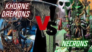 Khorne Daemons vs NecronsWarhammer 40K 10th Edition 2000 Point Battle Report quotPariah Nexusquot [upl. by Bensen]