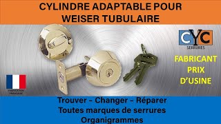 serrure à clé WEISER TUBULAIRE réparation mode demploi par un cylindre adaptable CYC sécurisé [upl. by Ayerdna290]