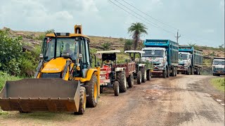 JCB 3dx loading Mud in TATA Tippers amp Tractors  Swaraj 855 Fe  New Holland 3630 4x4 Tractor [upl. by Llerrac498]