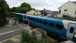 Pencoed level crossing from the left side of the bridge with double train [upl. by Ardnasil]