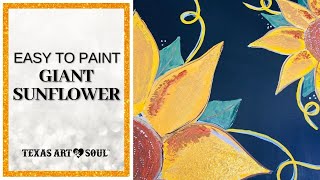 Start to Finish GIANT Sunflower  Painting Tutorial [upl. by Nerita]