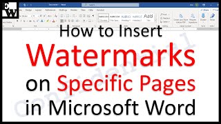 How to Insert Watermarks on Specific Pages in Microsoft Word [upl. by Dimitri]