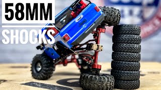 58MM Shocks on the SCX24  HUGE FLEX  Review Installation Shock Setup amp More [upl. by Odab]