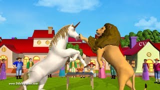 The Lion and the Unicorn 3D Animation English Nursery rhyme for children [upl. by Wilfrid]