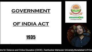 Unit 3  Government of India Act 1935 part 1 [upl. by Elyrehc]