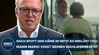 MARIO VOIGT Nach Spott und Häme im Netz So erklärt der CDUSpitzenkandidat seinen Wahlwerbespot [upl. by Namrak]