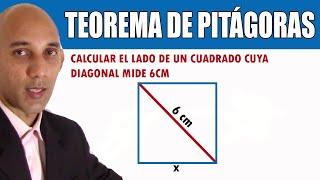 Teorema de Pitagoras  Ejemplo 4  Calcular el lado de un cuadrado conociendo su diagonal [upl. by Eiramlatsyrc]