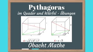 PYTHAGORAS im Quader und Würfel  Übungen mit Lösungen  ObachtMathe [upl. by Daffy695]