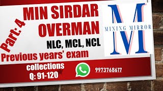 Mining Sirdar amp Overman Examination  MCQ Part 4  Q 91120  NLC NCL MCL  Neyveli  Coal India [upl. by Mariya372]