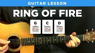 🎸 Ring of Fire • Johnny Cash guitar lesson w tabs easy [upl. by Sasha533]