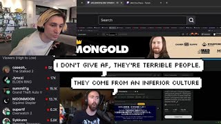 xQc Shocked by Asmongold saying quotIDGAF Terrible People Inferior Culturequot about Genocide in Gaza [upl. by Ule]