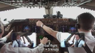 Pilotseyetv  Lufthansa Boeing 747400  Approach amp Landing into Frankfurt English Subtitles [upl. by Alisa]