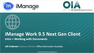 iManage Work 95 Next Gen Client  Introduction [upl. by Tolland218]