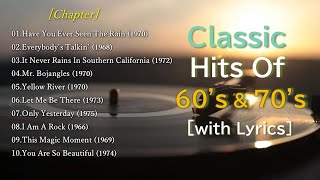 Classic Popular Music of 60s amp 70s with Lyrics Hits of All Time [upl. by Noletta675]