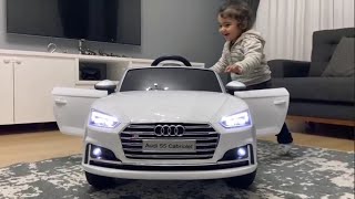 Artun Berk e Yeni Audi S5 Cabriolet Akülü Araba Kids Pretend Play With Battery Powered Car [upl. by Vikki]