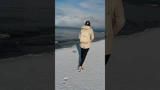 Epic Snowy Ocean Drone contentcreator videooftheday drone [upl. by Sivie]