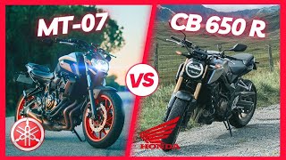 TOP SPEED YAMAHA MT07 VS HONDA CB650R  MotoTopSpeed [upl. by Corron217]