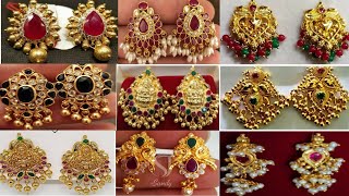 Latest Gold Earrings designs 2022 muvvala earrings designs with weight daily wear earrings [upl. by Allemahs]